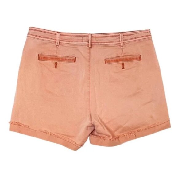 CHINO Anthropologie Women's Coral Pink High-Rise Rolled Raw Hem Shorts S… - Picture 3 of 5
